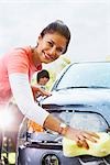 Woman Washing Car