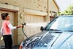 Woman Washing Car