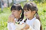 Jeunes filles japonaises manger déjeuner ensemble