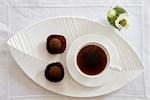 Truffle Chocolate and Coffee Cup on Tray