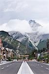 Street Scene with Mountain in Banff, Alberta, Canada