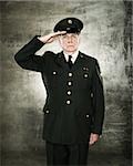 Profile of a soldier saluting