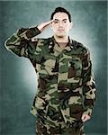 Portrait of a soldier saluting