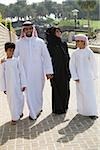 A family going for a walk