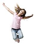 Girl jumping and smiling