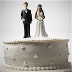 Wedding cake visual metaphor with figurine cake toppers