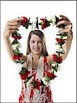 Hawaiian woman with lei