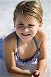 Young girl in wading pool