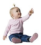 Baby Girl with ponytail reaching up