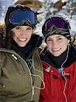 Two women skiing