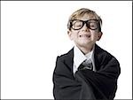 Little boy dressed as business executive