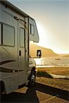 Motor Home Parked by the Ocean at Dusk, Harris Beach State Park, Brookings, Oregon, USA