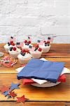 Cupcakes with American Flags on Table