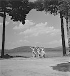 1940s THEE FEMALE DANCERS BY LAKESIDE