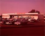 1960s SUBURBAN GROCERY STORE BUILDING AND PARKING LOT SUPER SAVINGS CENTER