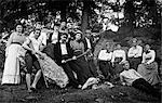 1890s 1900s TURN OF THE CENTURY GROUP OF TEENAGE STUDENTS ON RECREATIONAL OUTING IN WOODS