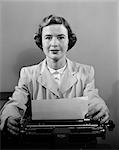 1950s WOMAN TYPEWRITER DESK SECRETARY SUIT