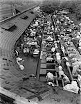 1930s ELEVATED VIEW OF PUBLIC LAUNDRY FACILITY BOMBAY INDIA WASHING CLOTHES CLEANING