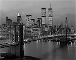 RETRO WORLD TRADE CENTER DE NEW YORK CITY LOWER MANHATTAN SKYLINE BROOKLYN BRIDGE ANNÉES 1980 1983