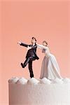 Wedding Cake Figurines, Bride Grabbing Runaway Groom