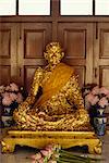 Statue covered in gold leaf in Buddhist temple, Bangkok, Thailand, Southeast Asia, Asia