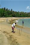 Cricket sur la plage, Back Bay, Tobago, Antilles, Caraïbes, Amérique centrale