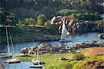 Felucca on the Nile at Aswan, Egypt, North Africa, Africa