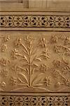 Detail der floral Fries, erbaut von Shah Jahan für seine Frau, UNESCO Weltkulturerbe, Agra, Taj Mahal, Uttar Pradesh Zustand, Indien, Asien