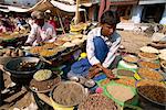 Junger Mann verkaufen Nüsse und Gewürze, Jodhpur, Rajasthan Zustand, Indien, Asien