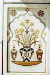 Detail of inlay work, Itimad-ud-Daulah's tomb, built by Nur Jehan, wife of Jehangir in 1622 AD, Agra, Uttar Pradesh state, India, Asia