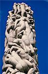 Detail of sculpture of figures on the central stele in Frogner Park (Vigeland's Park), Oslo, Norway, Scandinavia, Europe
