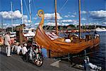 Viking boat replica, Aker Brygge, Oslo, Norway, Scandinavia, Europe