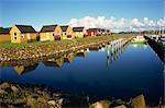 Marina and youth hostel cabins, Aalborg, north Jutland, Denmark, Scandinavia, Europe
