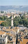 Blick über Diokletians Palast Bereich der Altstadt von Dom Campanile, Split, Süddalmatien, Kroatien, Europa