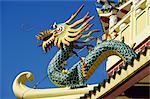 Dragon decoration on the exterior of a Taoist temple in the Philippines, Southeast Asia, Asia