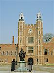 Statue of Henry VI, the Founder, and Lupton's Tower, Eton College, Berkshire, England, UK