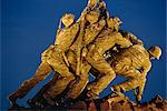 Statues of the U.S. Marine Corps on the Iwo Jima Memorial at night in Arlington, Virginia, United States of America, North America