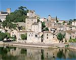 Puy d'Eveque und Fluss Lot, Lot, Aquitaine, Frankreich, Europa