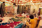 Textile and silk sari shop, Anarkali Bazaar, Lahore, Pakistan, Asia