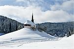 Church on Hilltop, Black Forest in Winter, Near Schoenwald, Baden-Wuerttemberg, Germany