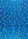 Waterdrops on Blue Background