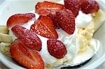 Banana with Icecream, Cream & Strawberries