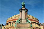 Memorial before the Royal Albert Hall, built in 1871 and named after Prince Albert, Queen Victoria's consort, Kensington, London, England, United Kingdom, Europe