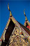 Détail de toit Wihan, Wat Pho, Bangkok, Thaïlande, Asie du sud-est, Asie