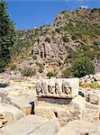 Stone carvings at ancient Lycian ruins, Myra, Anatolia, Turkey, Asia Minor, Asia