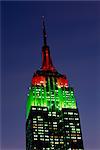 The Empire State Building illuminated at dusk, Manhattan, New York City, United States of America, North America