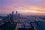 Coucher de soleil sur le quartier d'affaires de Singapour, Asie