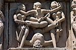 Detail from the Kandariya Mahadev temple, Western Group, UNESCO World Heritage Site, Khajuraho, Madhya Pradesh state, India, Asia