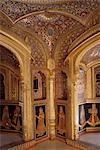 The painted and gilded public reception area, Kuchaman Fort, Kuchaman, Rajasthan state, India, Asia