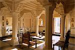 A 400 year old restored merchant's haveli, all stone structure, Amber Havali (mansion), Amber, near Jaipur, Rajasthan state, India, Asia